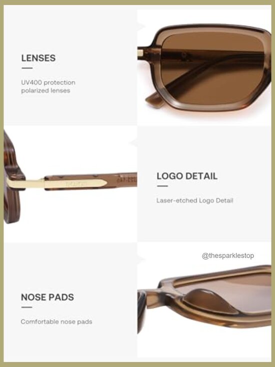Polarized Retro Rectangular Hexagon Sunglasses with UV400 Protection